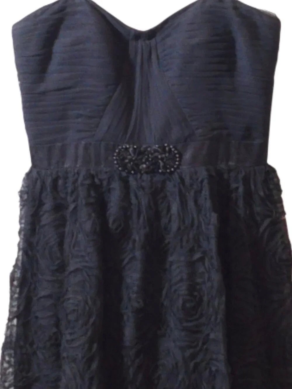Adrianna Papell Black Rosette Strapless Ball Gown Formal Dress 8